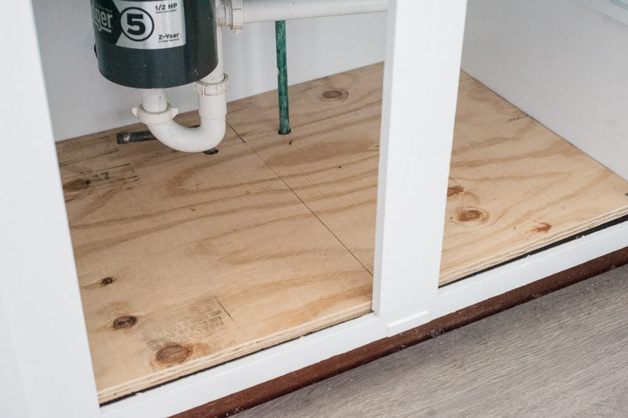 How to repair sink cabinet floor