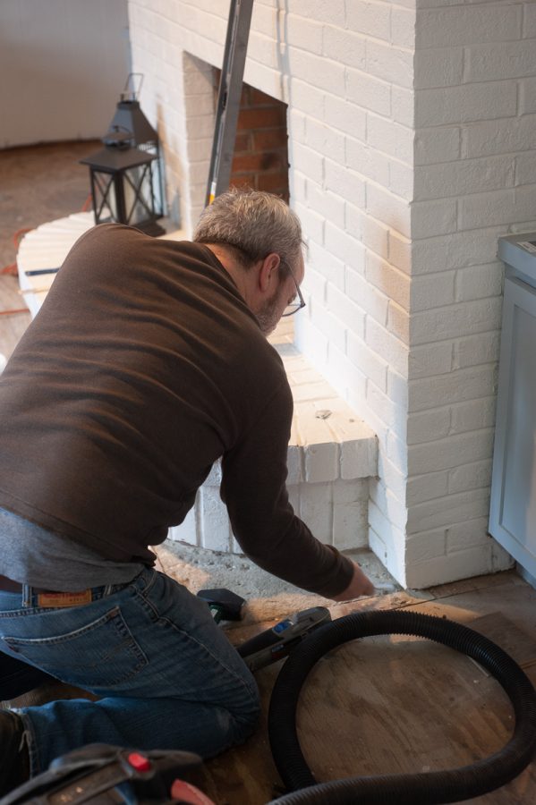 Installing laminate around hearth